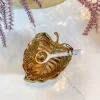 Inspire Me! Home Decor Gold Double Leaf Platter New