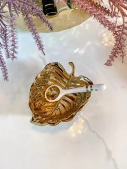 Inspire Me! Home Decor Gold Double Leaf Platter New