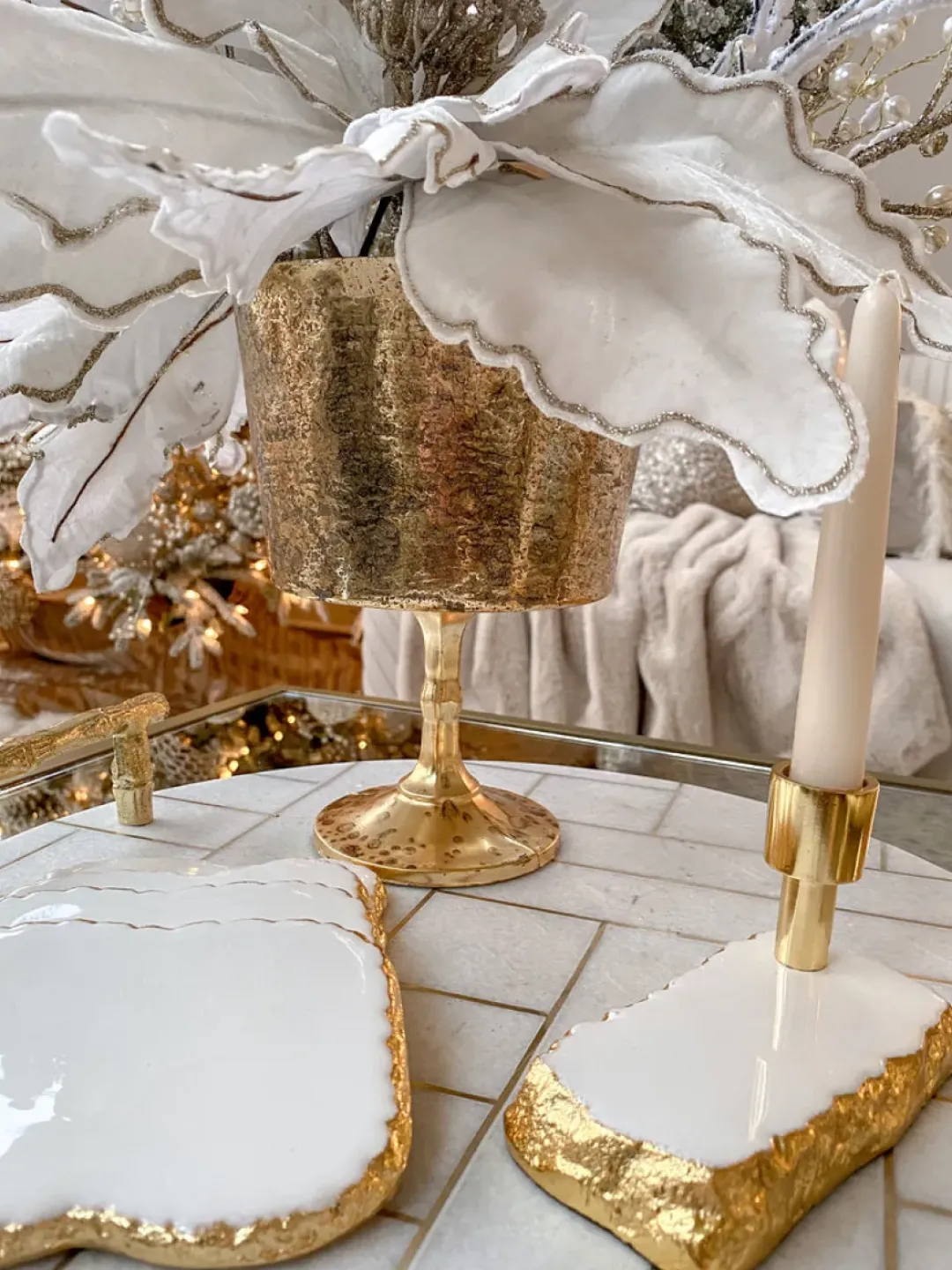 Inspire Me! Home Decor Gold Floral Bowl On Pedestal Online