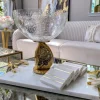 Inspire Me! Home Decor Gold Floral Crystal Handled Glass Tray Clearance