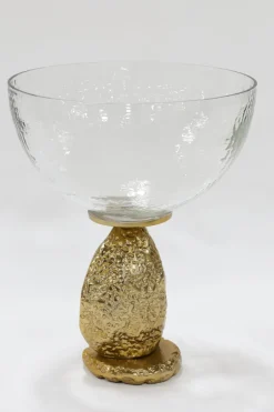 Inspire Me! Home Decor Gold Floral Crystal Handled Glass Tray Clearance
