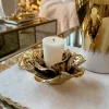 Inspire Me! Home Decor Gold Flower Branch 5 Tealight Candle Holder Best