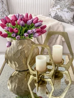 Inspire Me! Home Decor Gold Flower Tealight Candle Holder Discount