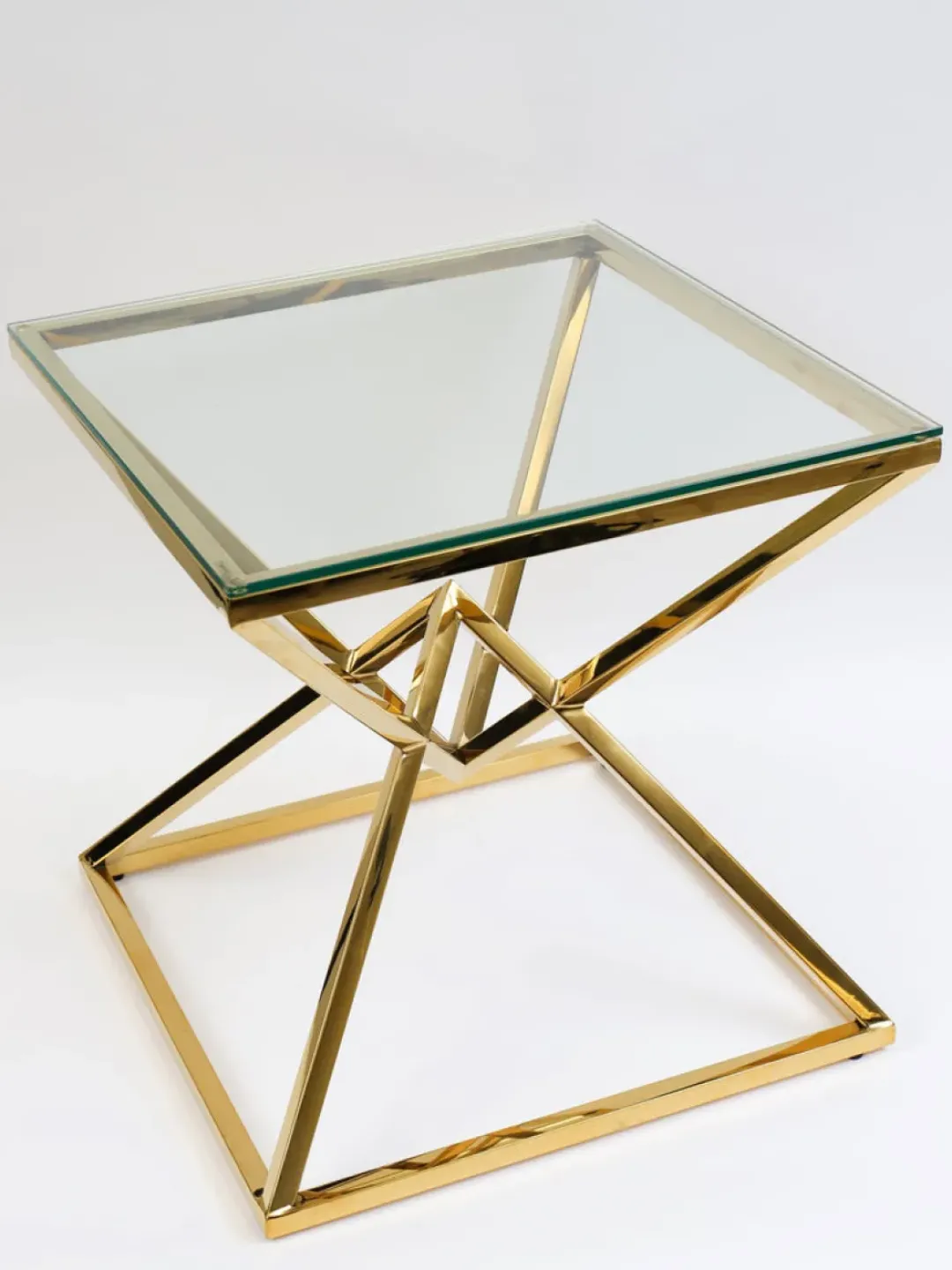 Inspire Me! Home Decor Gold Geometric Glass Top Side Table Clearance