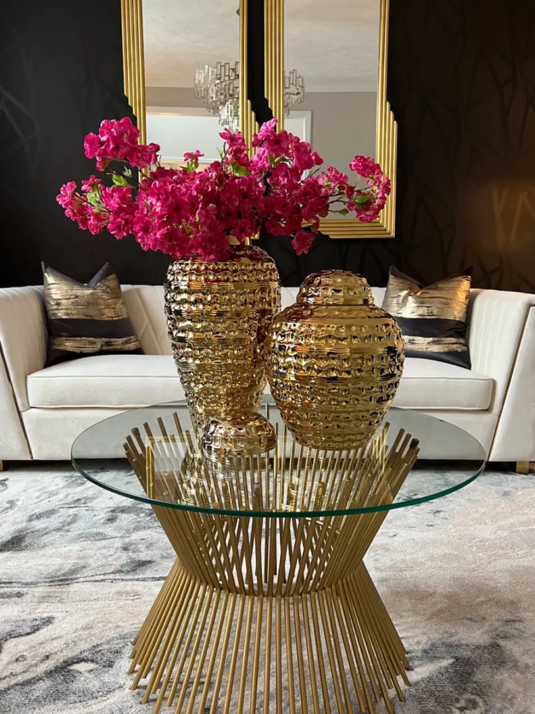 Inspire Me! Home Decor Gold Geometric White And Gold Ginger Jar (3 Sizes) Hot