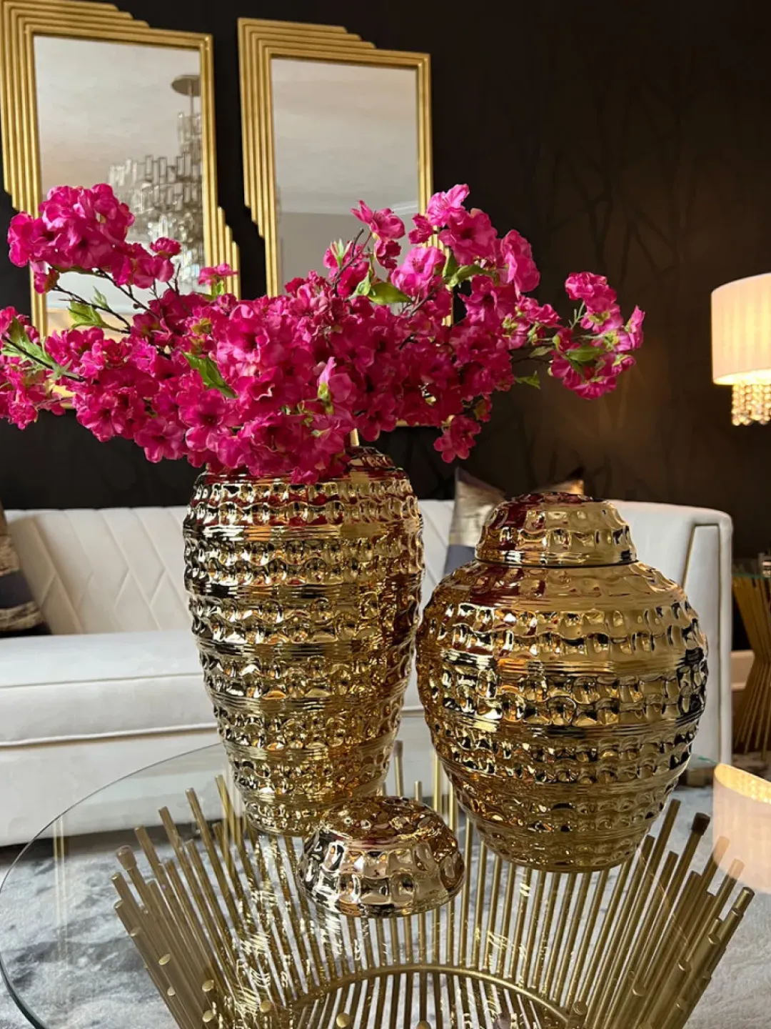 Inspire Me! Home Decor Gold Geometric White And Gold Ginger Jar (3 Sizes) Hot