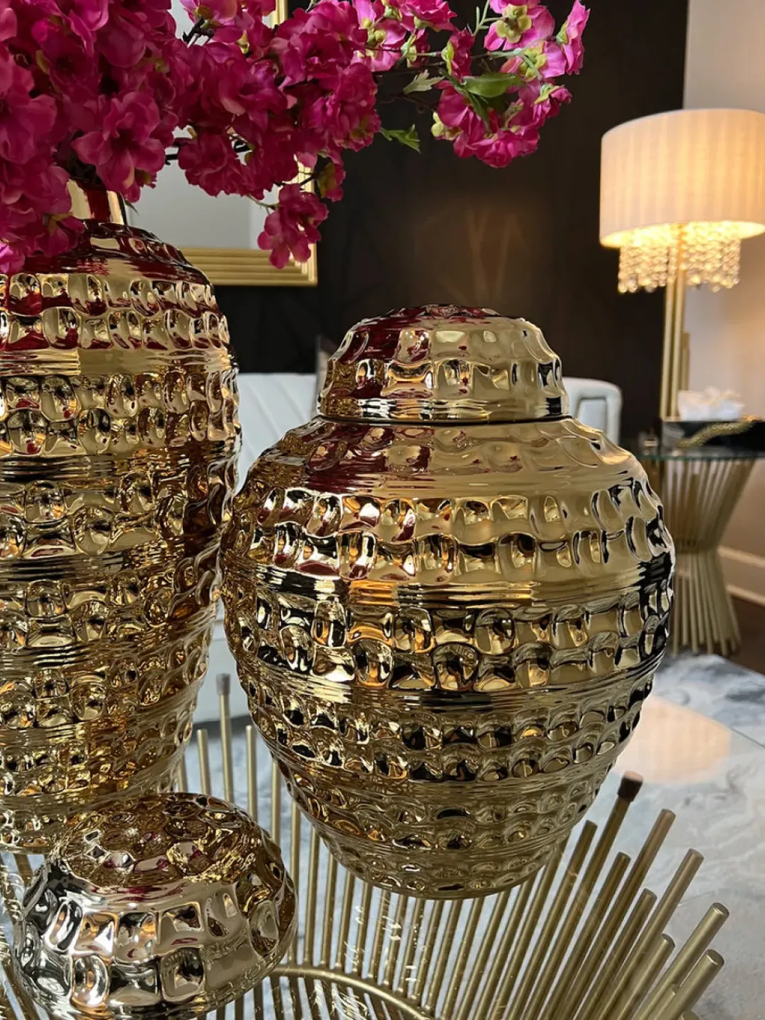 Inspire Me! Home Decor Gold Geometric White And Gold Ginger Jar (3 Sizes) Hot