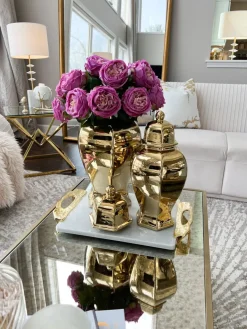 Inspire Me! Home Decor Gold Ginger Jar Lattice Design (2 Sizes) Best