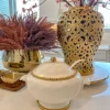 Inspire Me! Home Decor Gold & Glass Utensil Holder With Gold Linear Details Discount