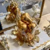 Inspire Me! Home Decor Gold Glass Hurricane With Flower Base Online