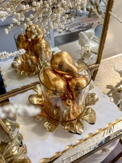 Inspire Me! Home Decor Gold Glass Hurricane With Flower Base Online