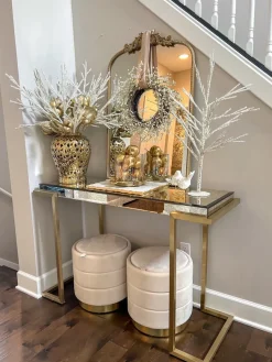 Inspire Me! Home Decor Gold Glass Hurricane With Flower Base Online