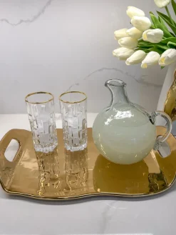 Inspire Me! Home Decor Gold Leaf Design 2-Tone Server Set Discount