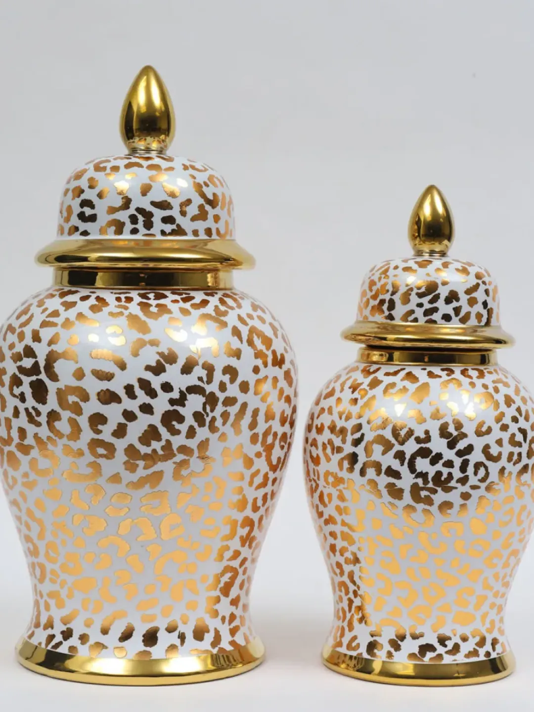Inspire Me! Home Decor Gold Leaf Pattern Ginger Jar (2 Sizes) New