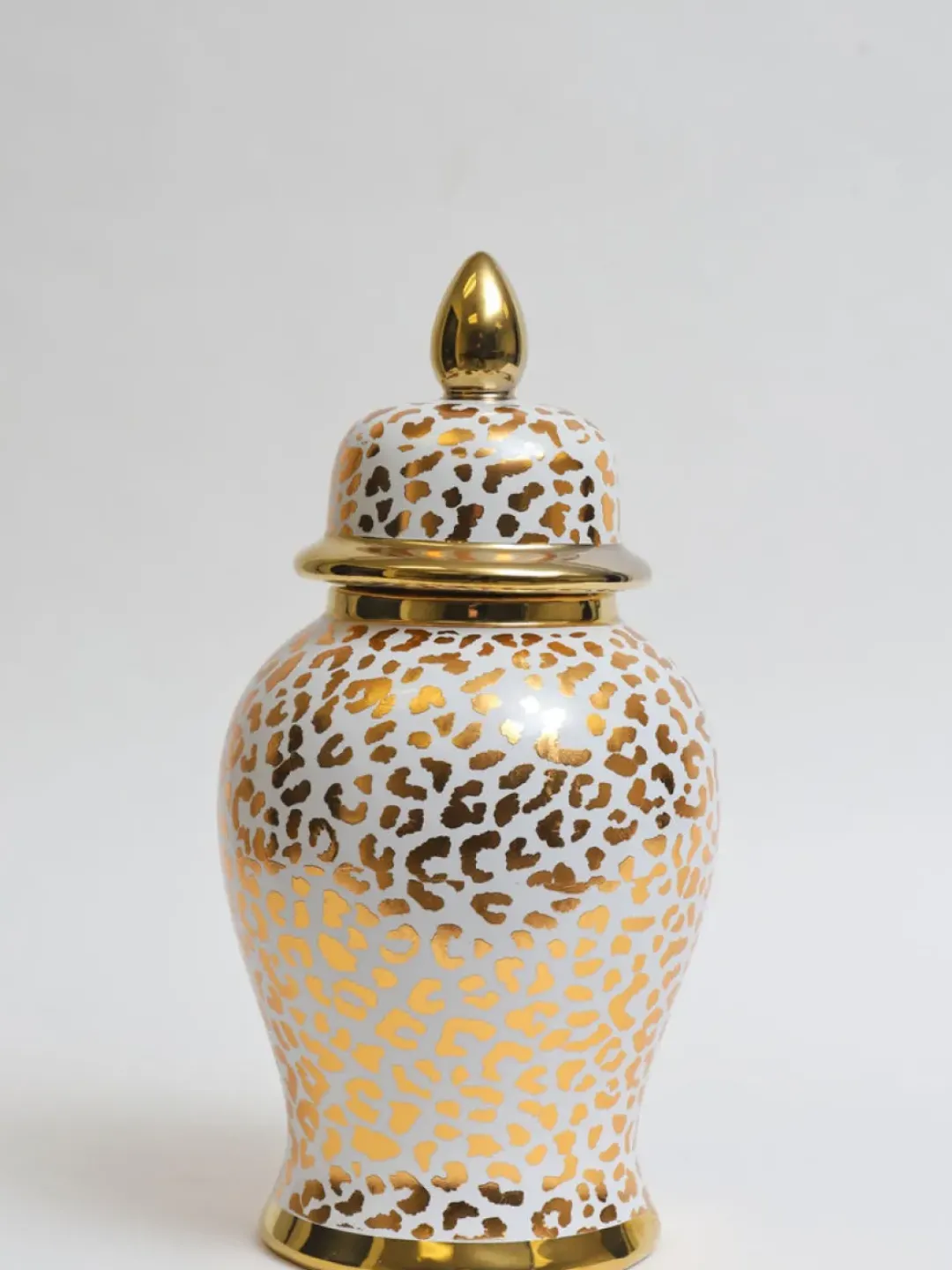 Inspire Me! Home Decor Gold Leaf Pattern Ginger Jar (2 Sizes) New