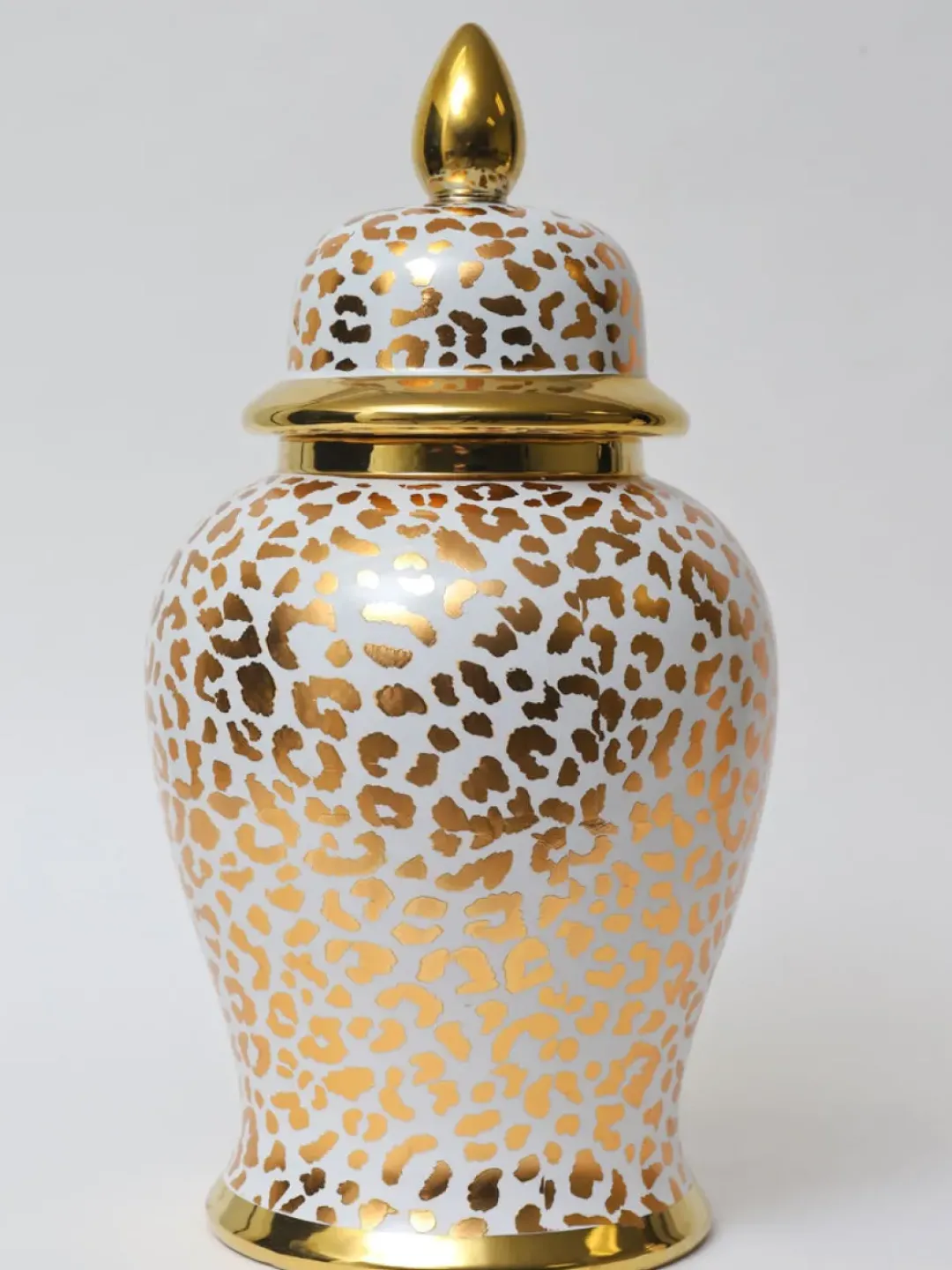 Inspire Me! Home Decor Gold Leaf Pattern Ginger Jar (2 Sizes) New