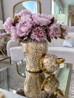 Inspire Me! Home Decor Gold Leaf Pattern Ginger Jar (2 Sizes) New