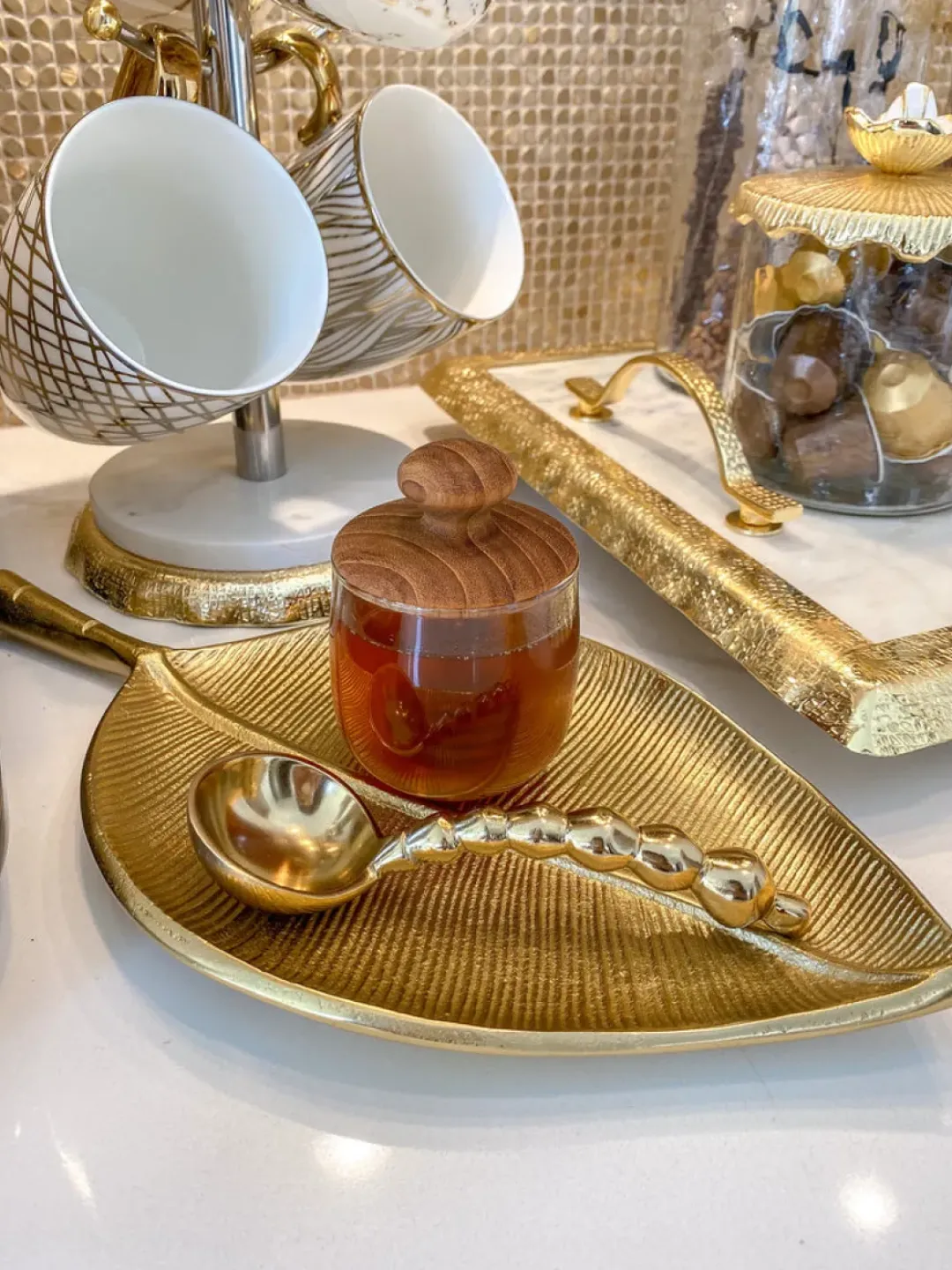 Inspire Me! Home Decor Gold Leaf And White Trinket Box Clearance