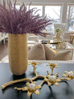 Inspire Me! Home Decor Gold Leaf Tea Light Holder Fashion
