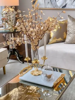 Inspire Me! Home Decor Gold Lotus Flower Candle Holder Clearance