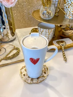 Inspire Me! Home Decor Gold Marbled Pattern Apple Honey/Sugar Dispenser Fashion