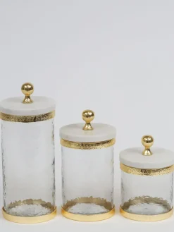 Inspire Me! Home Decor Gold Metal Leaf Branch Canister W/ Marble Ball Lid (3 Sizes) Online
