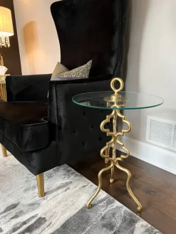 Inspire Me! Home Decor Gold Metal Side Table With Glass Top Online