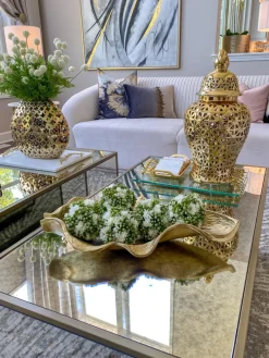 Inspire Me! Home Decor Gold Metal Tree Trunk Vase With Silver Bird Sale