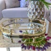 Inspire Me! Home Decor Gold Metal Wood Pattern Round Tray Clearance