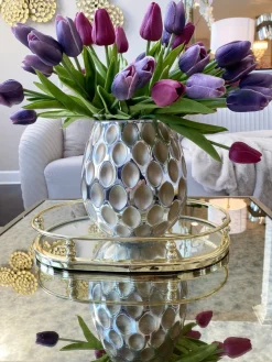 Inspire Me! Home Decor Gold Metal Wood Pattern Round Tray Clearance