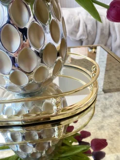 Inspire Me! Home Decor Gold Metal Wood Pattern Round Tray Clearance
