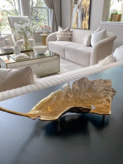 Inspire Me! Home Decor Gold Metal Natural Leaf Dish Clearance
