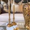 Inspire Me! Home Decor Gold Metal And Marble Hurricane Candle Holder New