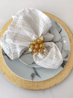 Inspire Me! Home Decor Gold Modern Handle Round Marble Tray Clearance