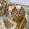 Inspire Me! Home Decor Gold Orb Candle With Gold Shimmer Finish Discount