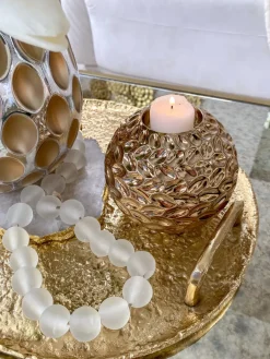 Inspire Me! Home Decor Gold Orb Candle With Gold Shimmer Finish Discount