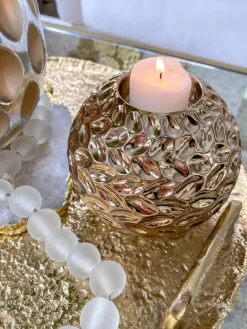 Inspire Me! Home Decor Gold Orb Candle With Gold Shimmer Finish Discount
