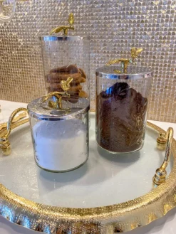 Inspire Me! Home Decor Gold Or Silver Canisters With Floral Lotus Lid (2 Colors) Clearance