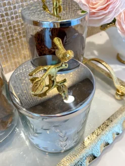 Inspire Me! Home Decor Gold Or Silver Canisters With Floral Lotus Lid (2 Colors) Clearance