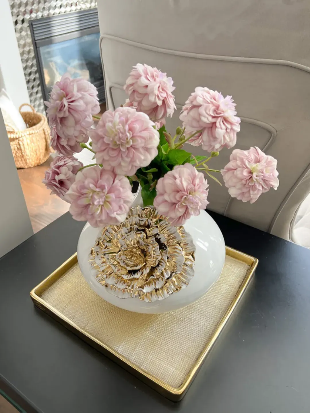 Inspire Me! Home Decor Gold Oval Beaded Platter Sale