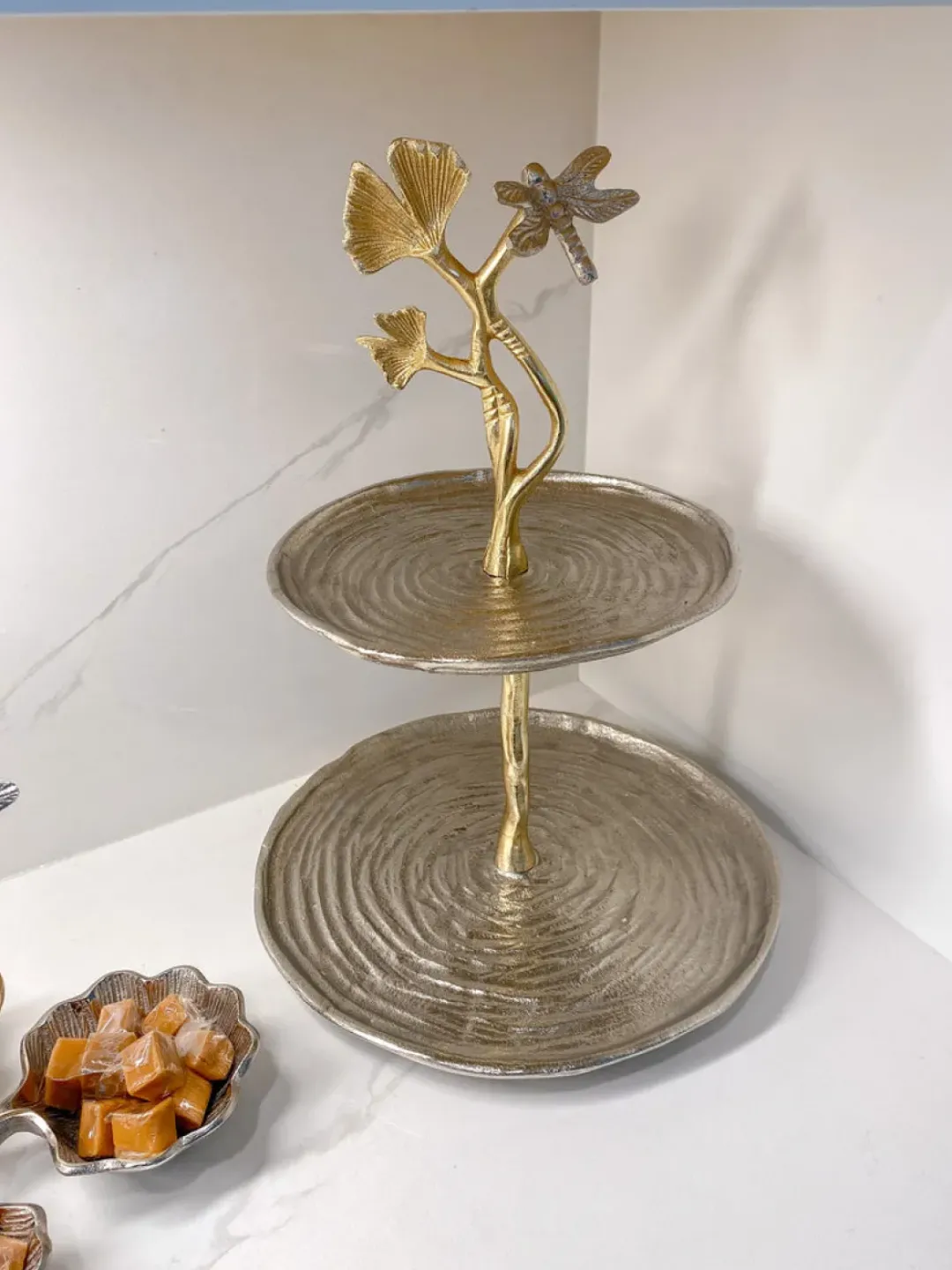 Inspire Me! Home Decor Gold Oval Hammered Porcelain Bowl New