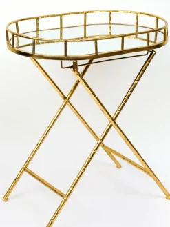 Inspire Me! Home Decor Gold Oval Accent Table With Mirror Top Hot
