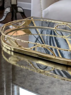 Inspire Me! Home Decor Gold Oval Mirror Tray Fashion