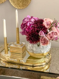 Inspire Me! Home Decor Gold Oval Mirror Tray Fashion