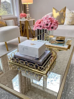 Inspire Me! Home Decor Gold Oval Mirrored Leaf Tray Discount