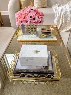 Inspire Me! Home Decor Gold Oval Mirrored Leaf Tray Discount