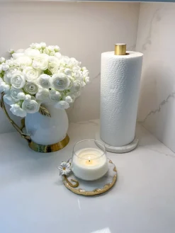 Inspire Me! Home Decor Gold Paper Towel Holder With White Jeweled Flower Details Best