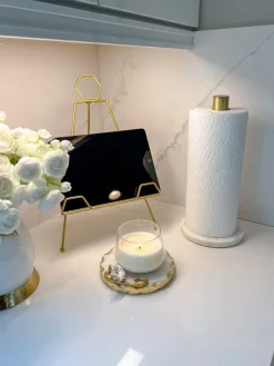Inspire Me! Home Decor Gold Paper Towel Holder With White Jeweled Flower Details Best