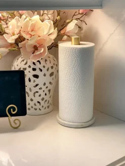 Inspire Me! Home Decor Gold Paper Towel Holder With White Jeweled Flower Details Best