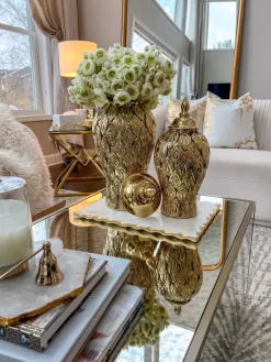 Inspire Me! Home Decor Gold Petal Textured Ginger Jars (3 Sizes) Discount